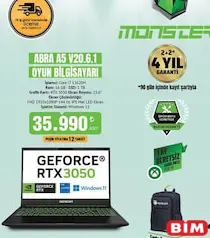 MONSTER ABRA A5 V20.6.1 OYUN BİLGİSAYARI GAMİNG LAPTOP